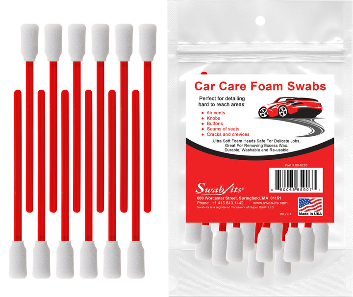 (6 Bag Case) Swab-its® Case of 12-piece Package of Car Care Detailing/Cleaning Foam Swabs: 88-8220-HW