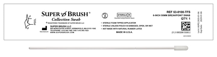 NEW Sterile Sample Collection Foam Swabs – 6” Small Mitt Tip with 50mm Breakpoint | Case of 1,500 | 53-0100-TFS-CS