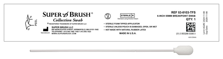 NEW Sterile Sample Collection Foam Swabs – 6” Bulb Tip with 55mm Breakpoint | Case of 1,500 | 53-0103-TFS-CS