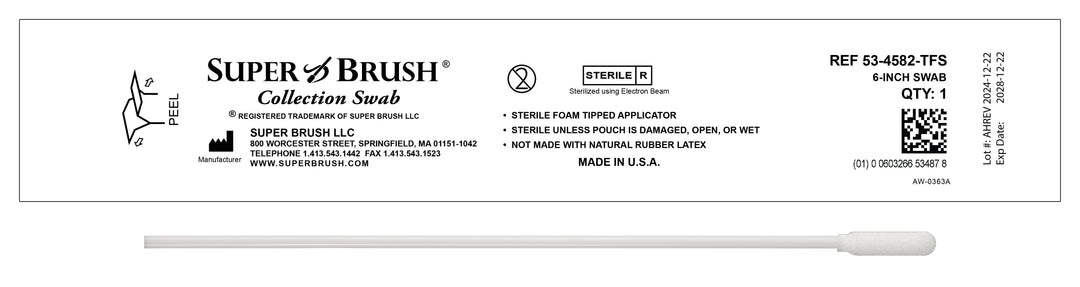 NEW Sterile Sample Collection Foam Swabs – 6” Narrow Sock Tip | Case of 1,500 | 53-4582-TFS-CS