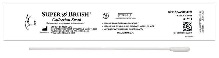 NEW Sterile Sample Collection Foam Swabs – 6” Narrow Sock Tip | Case of 1,500 | 53-4582-TFS-CS