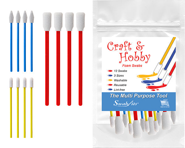 Swab-its® Craft & Hobby Multi-Purpose Foam Swabs – 12-Piece Set | 87-8225
