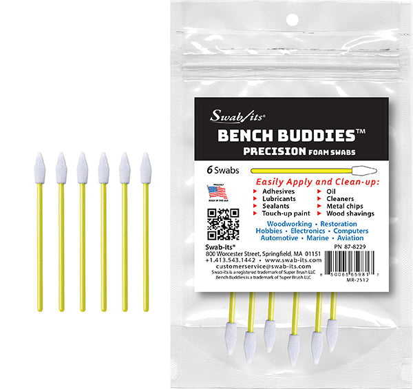 Swab-its® Bench Buddies® Lint-Free Precision Foam Swabs – 6-Piece Pack | 87-8229