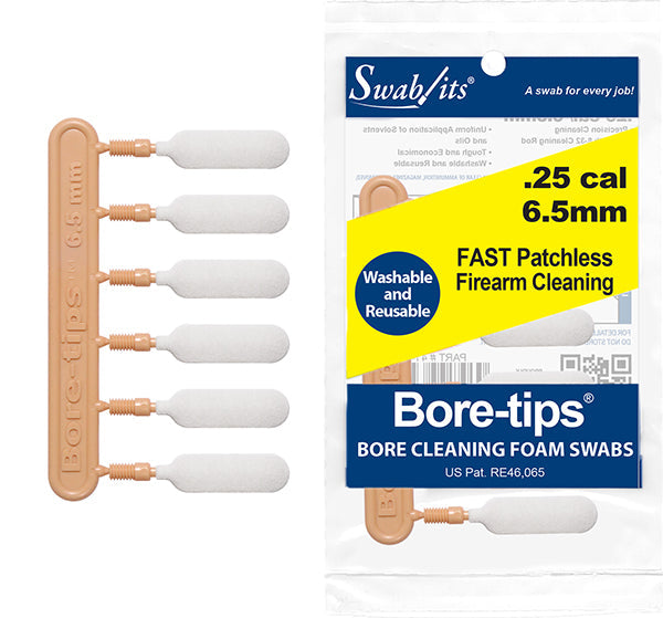 .25cal / 6.5mm Bore-tips® Gun Cleaning Swabs – Lint-Free Barrel Cleaning | 41-6501