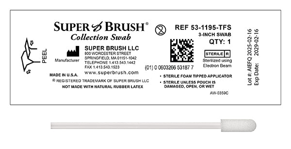 NEW Sterile Sample Collection Foam Swabs – 3” Mini Tip | Case of 2,200 | 53-1195-TFS-CS
