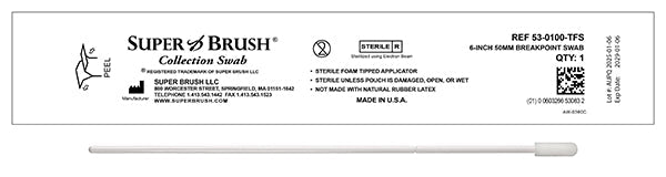 NEW Sterile Sample Collection Foam Swabs – 6” Small Mitt Tip with 50mm Breakpoint | Case of 1,500 | 53-0100-TFS-CS