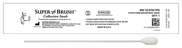 NEW Sterile Sample Collection Foam Swabs – 6” Bulb Tip with 55mm Breakpoint | Case of 1,500 | 53-0103-TFS-CS