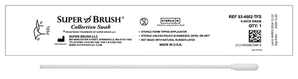 NEW Sterile Sample Collection Foam Swabs – 6” Narrow Sock Tip | Case of 1,500 | 53-4582-TFS-CS