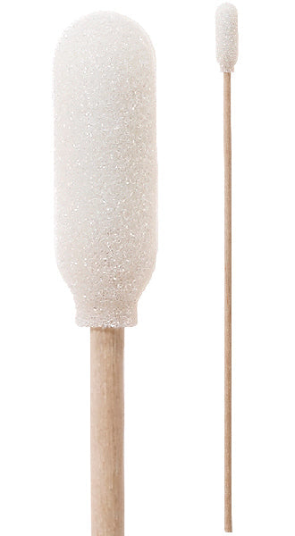 71-4507: 6” Overall Length Foam Swab with Narrow Foam Mitt Over Cotton Bud and Birch Wood Handle engineered for precision cleaning and application with less static charge build-up.