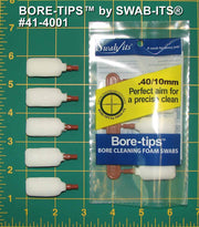 41-4001: .40cal/.44cal/10mm/410 Gauge Gun Cleaning Bore-tips® by Swab-its®: Barrel Cleaning Swabs