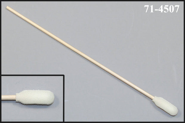 71-4507: 6” Overall Length Foam Swab with Narrow Foam Mitt Over Cotton Bud and Birch Wood Handle