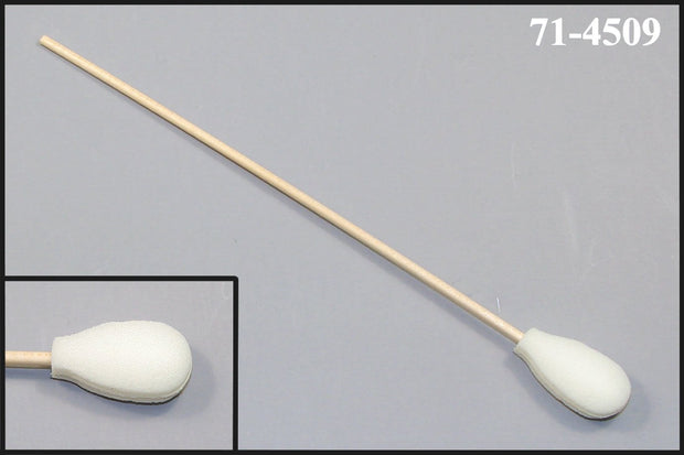 71-4509: 6” Overall Length Swab with Teardrop Shaped Mitt Over Cotton Bud and Birch Wood Handle