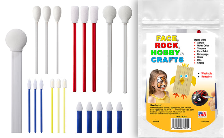 Swab-its® Hobby-Tips™ 20-Piece Premium Applicator Kit Foam Tipped Crafting Applicators - Face, Rock, Hobby, Painting, Crafts