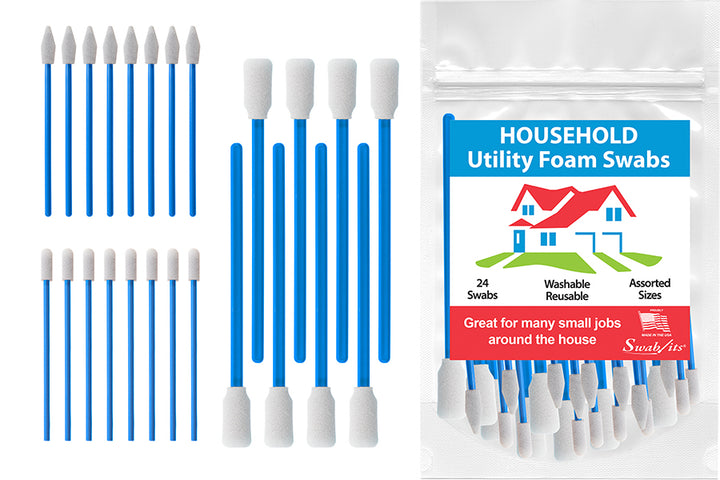 Swab-its® 24-piece Package of Household Utility Foam Swabs: 87-8201
