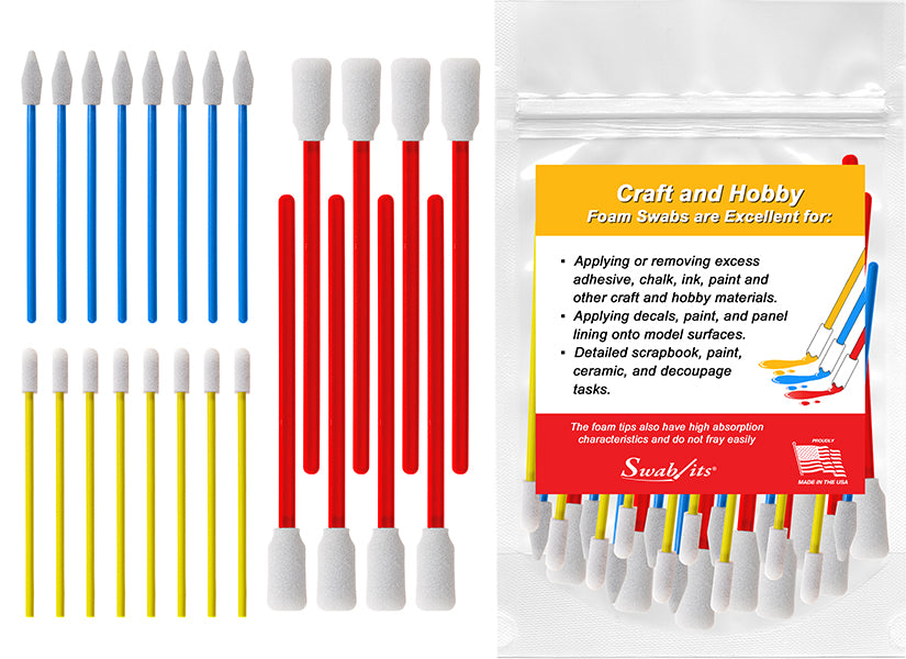 Swab-its® 24-piece Package of Craft & Hobby Multi-Purpose Foam Swabs: 87-8202